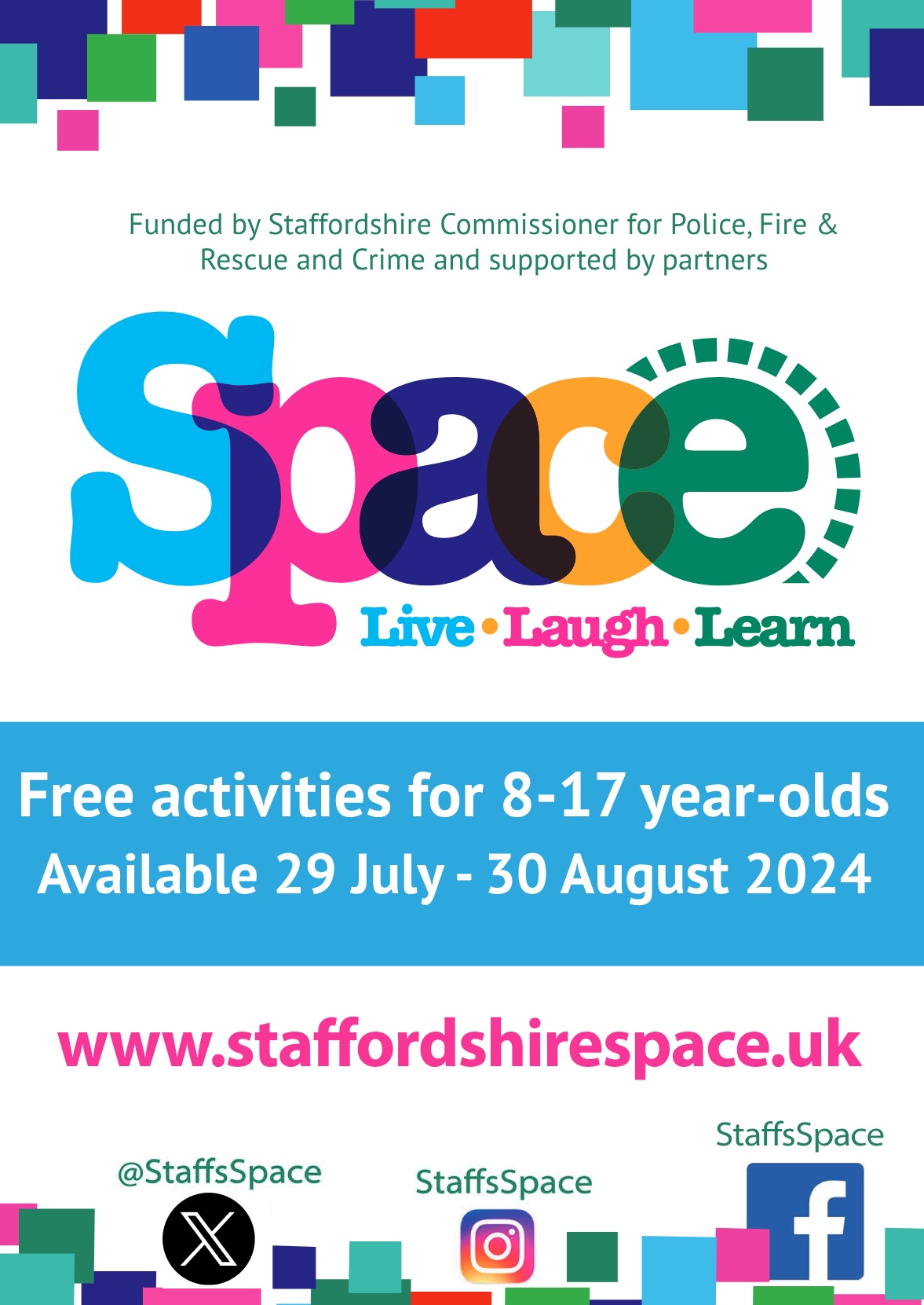 Free activities for 8-17 year olds in the Cannock district available 29th July to 30th August 2024