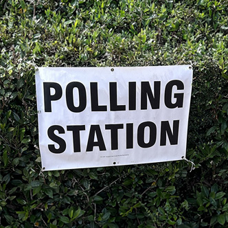 Polling station sign